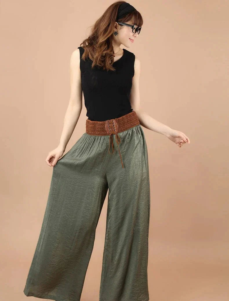 Willa - Kleidung mit Schnürung, hoher Taille, weiten, vintage Hosenbeinen