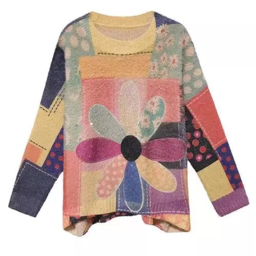 XIENNA - Vintage Diamantblumenpullover 2024