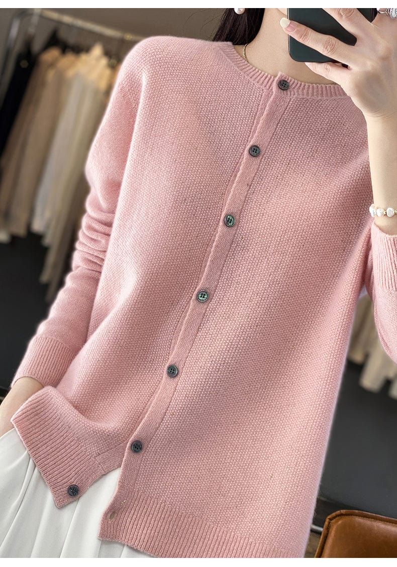 YANNIE - Glänzender Seide-Woll-Cardigan