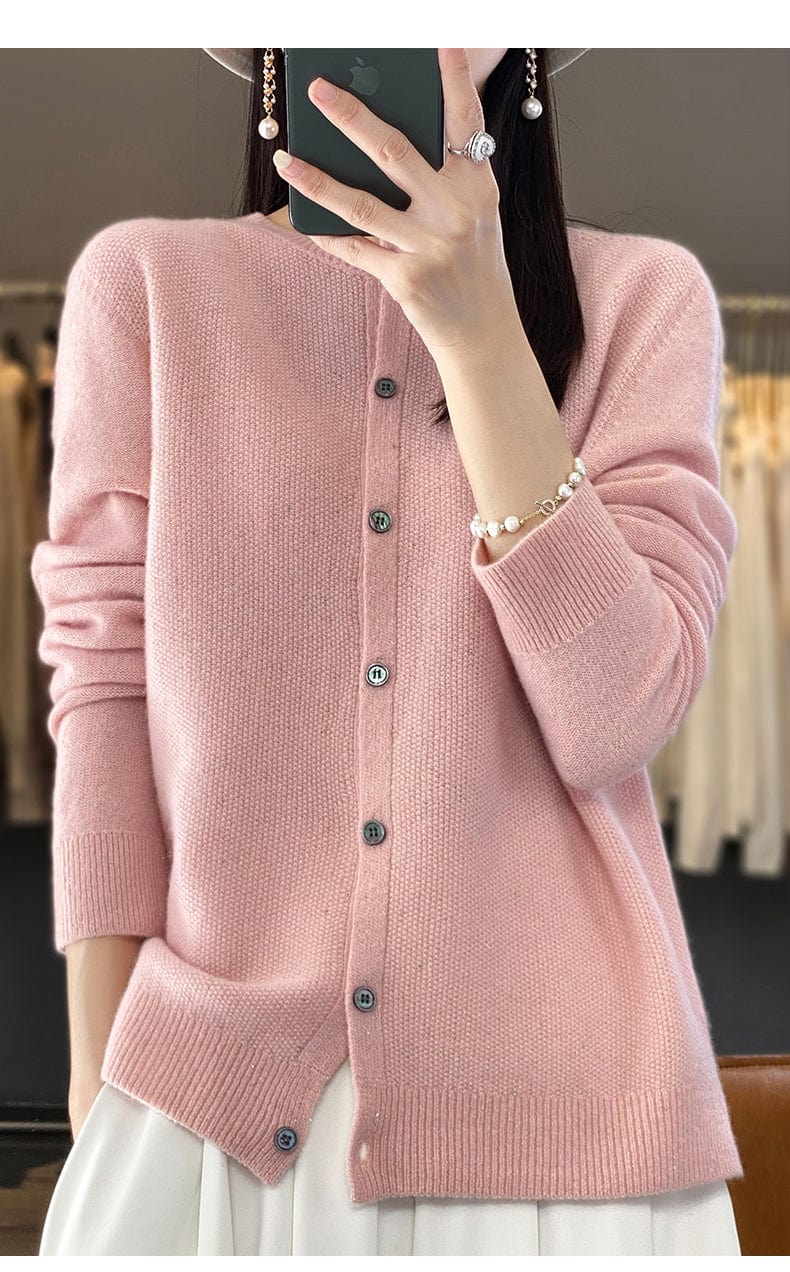 YANNIE - Glänzender Seide-Woll-Cardigan