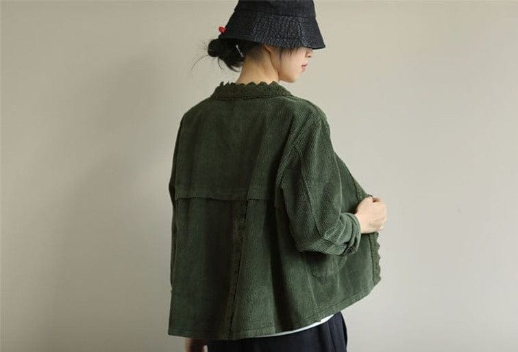 ZYRA - Cordjacke mit Spitzenstich