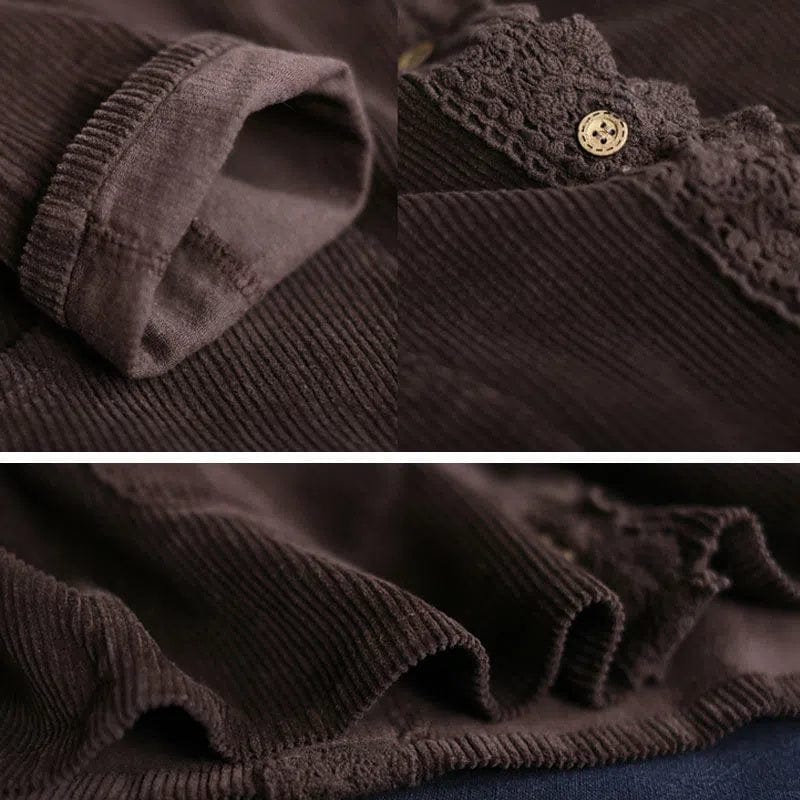 ZYRA - Cordjacke mit Spitzenstich