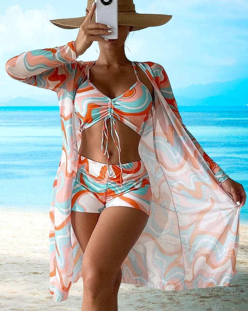 Elle&Vire® - 3-teiliges Bikini-Set mit Blumenmuster