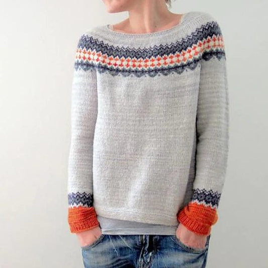 Elle&Vire® - Grauer Pullover im Boho-Stil
