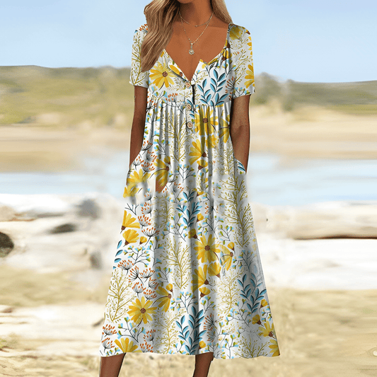 Elle&Vire® - Grünes Button-up-Kleid