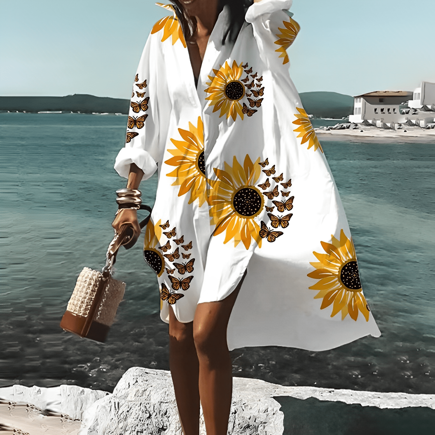 Elle&Vire® - Unique Print Knielanges Kleid