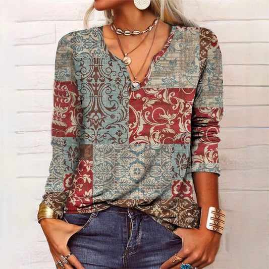 Eva Janssen® - Elegantes Top mit wirbelndem Muster
