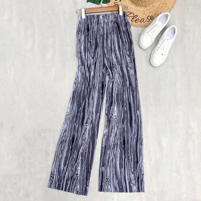 MADILYN - Plissierte gestreifte Batik-Lose-Hose