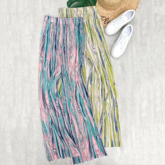 MADILYN - Plissierte gestreifte Batik-Lose-Hose